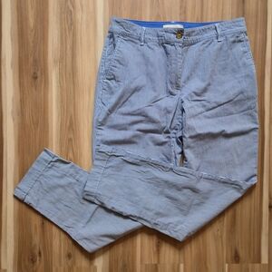 Talbots Women Blue Striped Straight Leg Pants Trousers Summer Lightweight Size 6